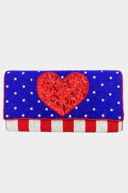 Hearts, Stars And Stripes Clutch Bag