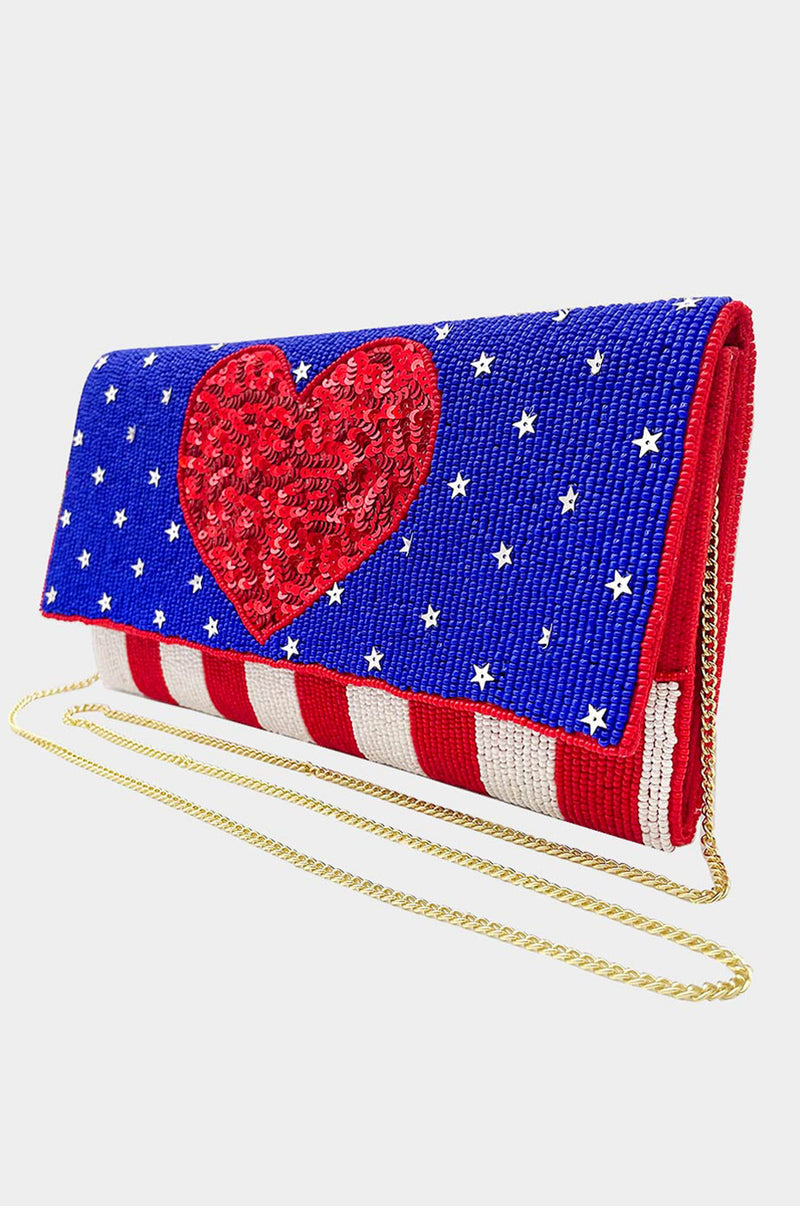 Hearts, Stars And Stripes Clutch Bag