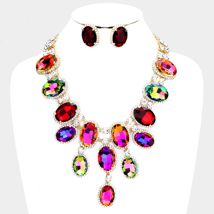Regal Rainbow Necklace & Earrings