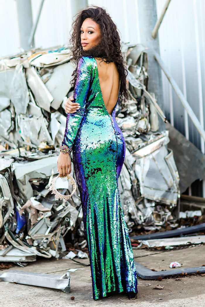 strapless open back dress Paint The Town Emerald Dress – House of Jade Sky